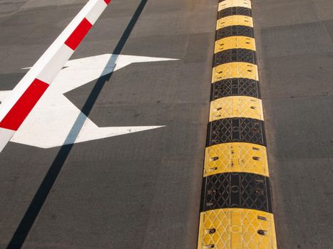 Speed bump on the road in Shanghai, China.