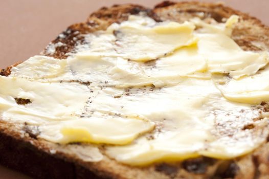 Delicious Toasted Raisin Bread with Butter spread