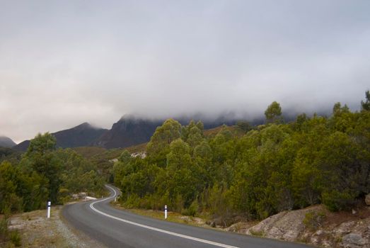 road through tasmanias southwest wilderness