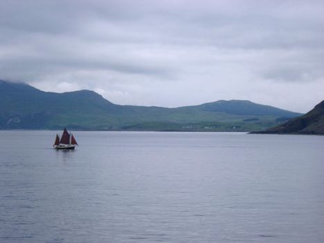 landscape of the scottish highlands, looking out over a loch