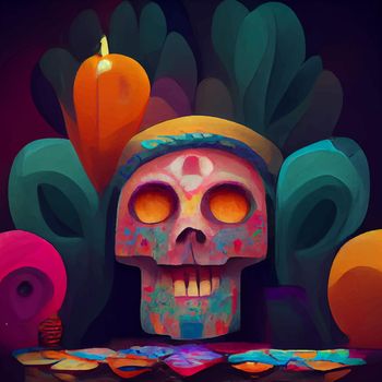 beautiful illustration of the Day of the Dead, Mexican tradition. colorful wallpaper of the day of the dead. catrin catrina.