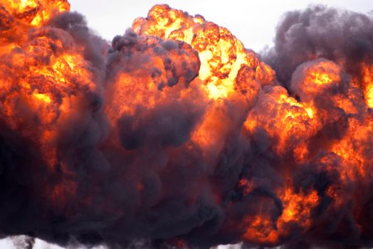 great balls of fire, a huge fireball and smoke