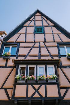 Windows of a house in Eguisheim, Alsace, France. colorful old house France