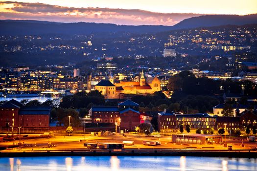 Akershus Fortress in Oslo dusk view, Kingdom of Norway