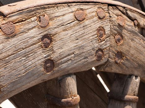 Old wooden wheel in Xian, China.