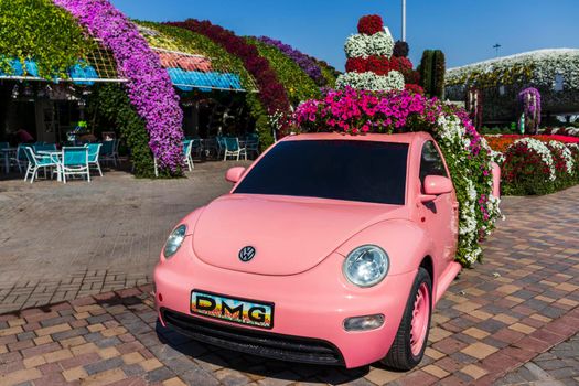 Dubai, UAE - 03.06.2020 Flower and landscaping installations in Dubai miracle garden.