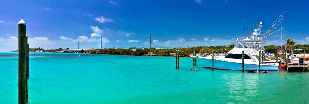 Islamorada turquoise harbor panoramic view on Florida Keys, Florida states of USA