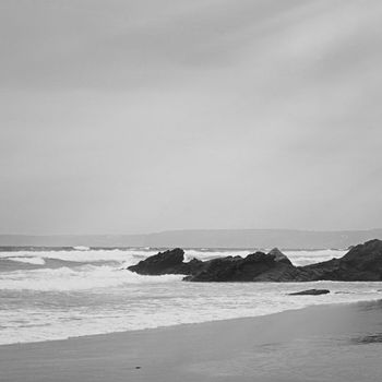 Coastal art print, monochrome and seascape concept - Atlantic ocean coast scenery, fine art