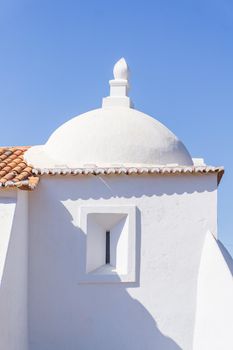 White ancient chapel building Saint Bartolomeu. Sines, Portugal