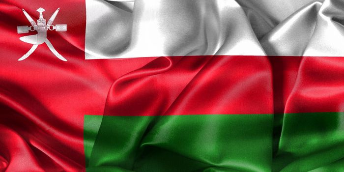 Oman flag - realistic waving fabric flag