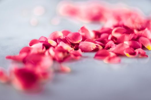 Art of flowers, wedding invitation and nature beauty concept - Rose petals on marble stone, floral background