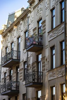 Architecture of Old Tbilisi around the main avenue of the city, Rustaveli avenue, Georgia