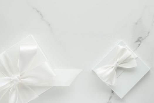 Romantic celebration, lifestyle and holiday present concept - Luxury wedding gifts on marble