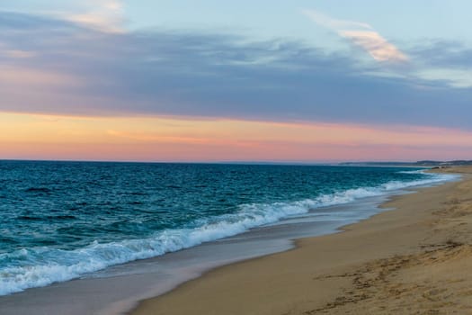 Evening on the beach by the atlantic ocean