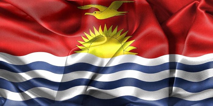 Kiribati flag - realistic waving fabric flag