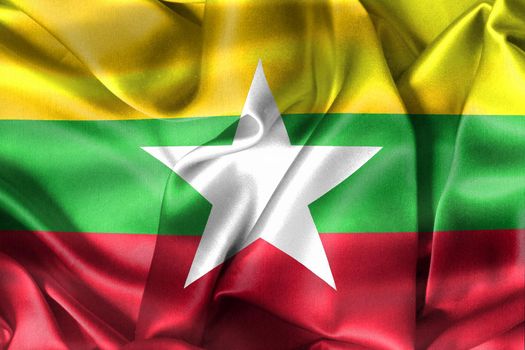 Myanmar flag - realistic waving fabric flag