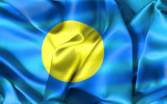 Palau flag - realistic waving fabric flag