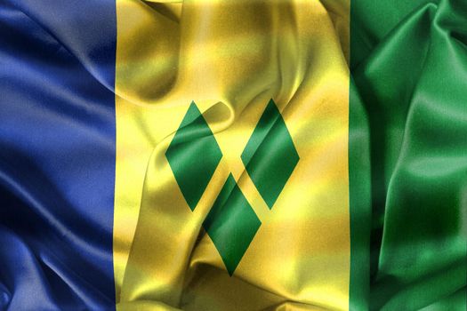 3D-Illustration of a Saint Vincent flag - realistic waving fabric flag.