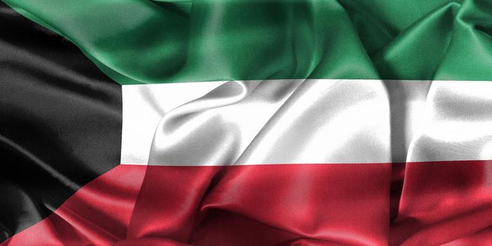 Kuwait flag - realistic waving fabric flag