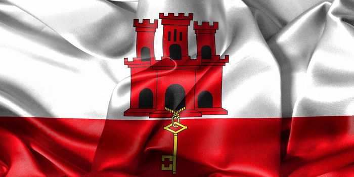 Gibraltar flag - realistic waving fabric flag