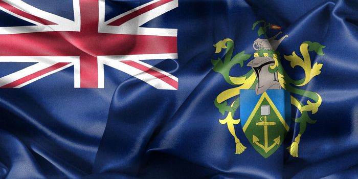 Pitcairn Islands flag - realistic waving fabric flag