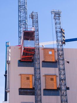 Construction site with scaffolding in downtown Denver.