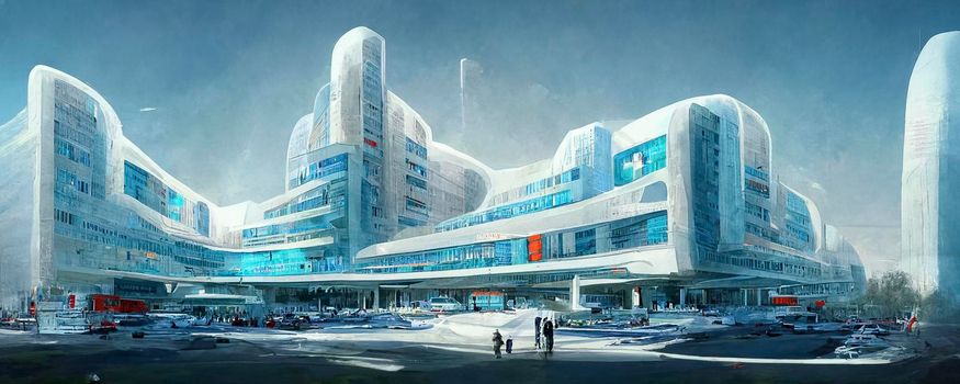 Futuristic hospital illustration. computer generated digital art