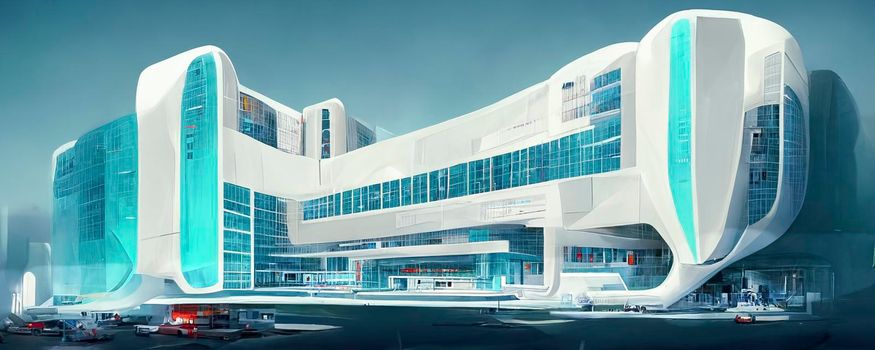 Futuristic hospital illustration. computer generated digital art