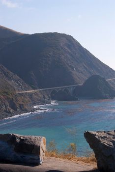 looking out over the big creek on the big sur coast, california
