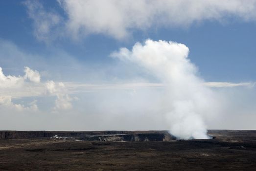 Energy from hot rocks heating water into steam