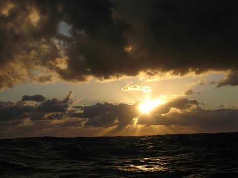 cumulus storm clouds at sea