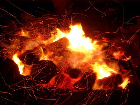 close up on burning embers