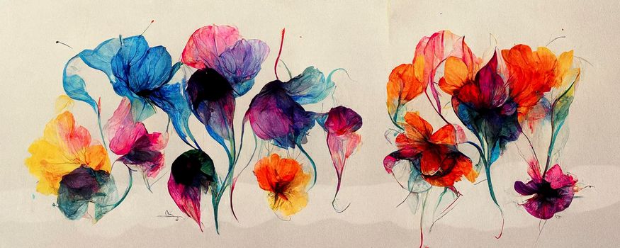 Luxury art in abstract flower style. Artistic design. The painter uses vibrant paints to create this magical floral art