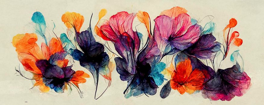 Luxury art in abstract flower style. Artistic design. The painter uses vibrant paints to create this magical floral art