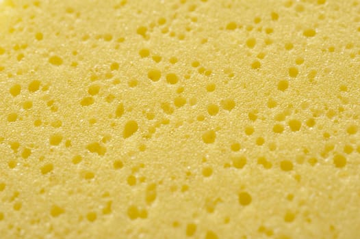 Close up of soft yellow porous sponge with shadowed pock marks