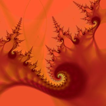 a fractal pattern illustrative of hell, fiery red and sharp pointed lines