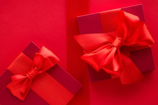 Romantic celebration, lifestyle and birthday present concept - Luxury holiday gifts on red