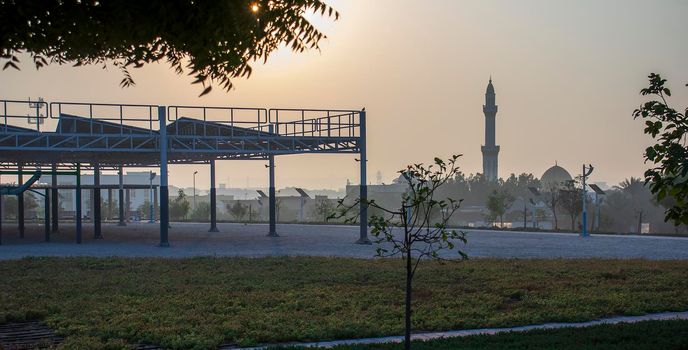 Sunrise over Al Warqa park of Dubai, UAE. Outdoors