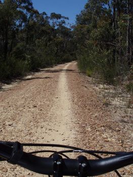 riders point of view - mountain bike ride along a dirt track