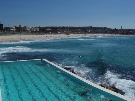 outdoor swimming pool and summer sunshine at bondi beach