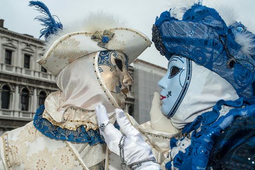 VENICE, ITALY - Febrary 7 2018: The masks of the Venice carnival 2018