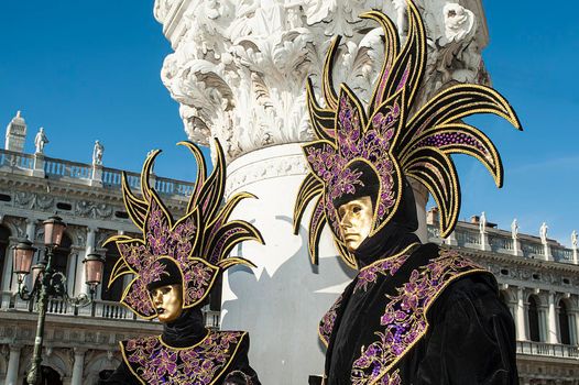VENICE, ITALY - Febrary 6 2018: The masks of the Venice carnival 2018