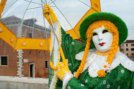 VENICE, ITALY - Febrary 6 2018: The masks of the Venice carnival 2018