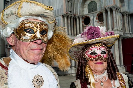VENICE, ITALY - Febrary 7 2018: The masks of the Venice carnival 2018