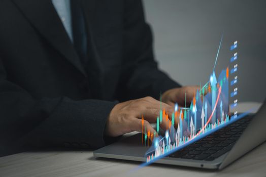 Business graph growth data stock market and forex exchange analysis chart finance trade currency economic report financial and investment funds and digital assets management.