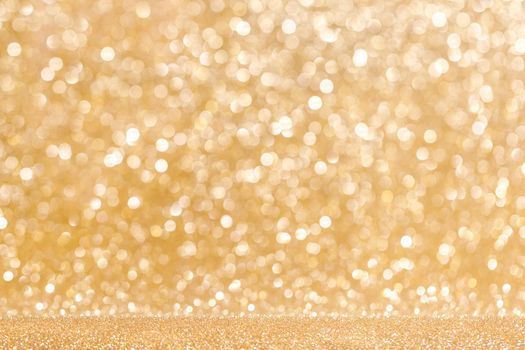 Glitter golden light blurred bokeh background, party holiday Christmas New Year luxury design, copy space for text content