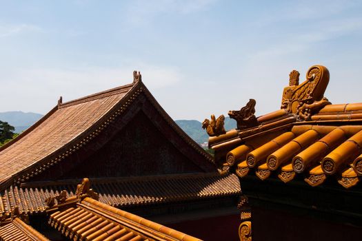 Roofs of Summer Palace in Beijing, China.