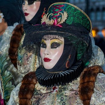 VENICE, ITALY - Febrary 6 2018: The masks of the Venice carnival 2018