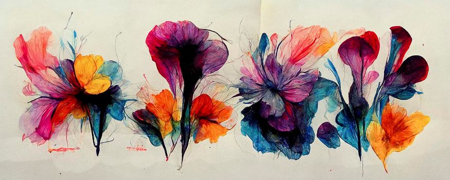 Luxury art in abstract flower style. Artistic design. The painter uses vibrant paints to create this magical floral art