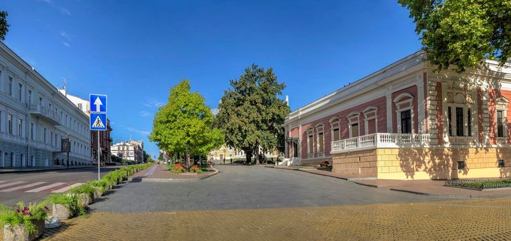 Odessa, Ukraine 04.09.2022. Lanzheronovskaya street in Odessa, Ukraine, on a sunny summer day